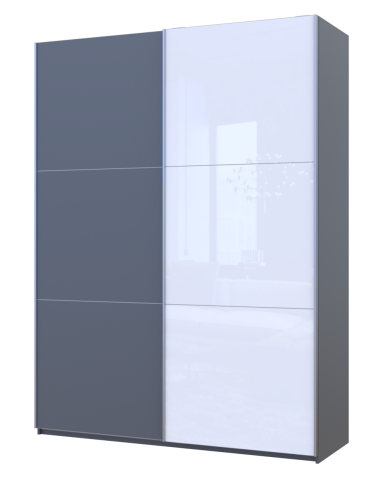 Kleiderschrank Doros G-Caiser Schiebetüren Graphitgrau mit Spiegel 180x60x240 (42005090)