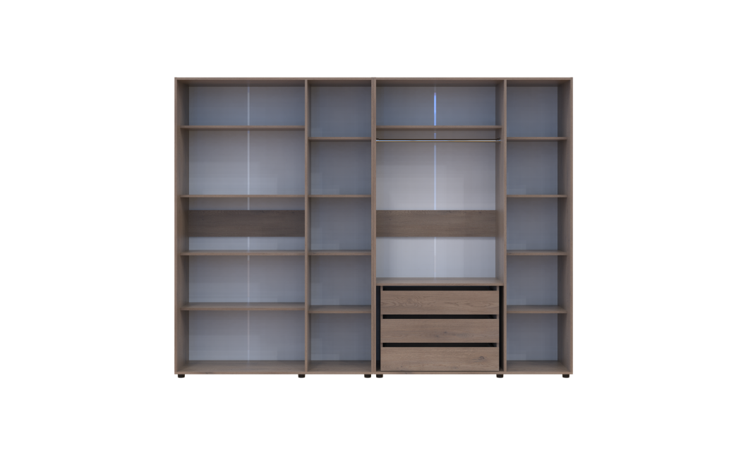 Kleiderschrank mit Regalen und Schubladen Doros Kasper Cremona Cannolo 3+3 Türen 270x48x204 (42005575)