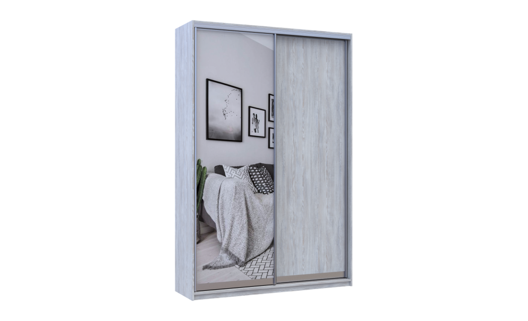 Kleiderschrank Doros City Light Natti Luc Schiebetüren mit Spiegel 120x60x225 (80736498)