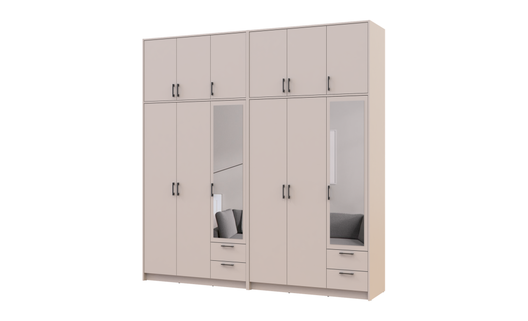 Kleiderschrank mit Spiegel und hohem Aufsatz Doros Rondi Kaschmir 3+3 Türen 242x52x260 (42005647)