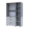 Kleiderschrank Doros Thorn Natti Kiefer/Grau 3 Türen 3 Schubladen Kleiderstange 135x51,6x200 (44900513)