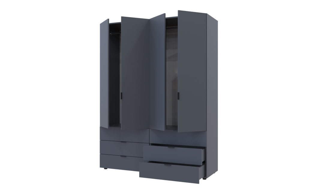 Kleiderschrank Doros Gelar Set mit Drehtüren Graphitgrau 2+2 Türen 155x49,5x203,4 (42002131)
