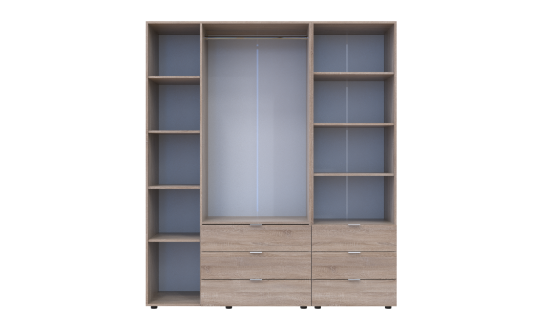 Kleiderschrank Doros Gelar Sonoma Eiche 3 Türen Säulenschrank 176,2x49,5x203,4 (42005181)