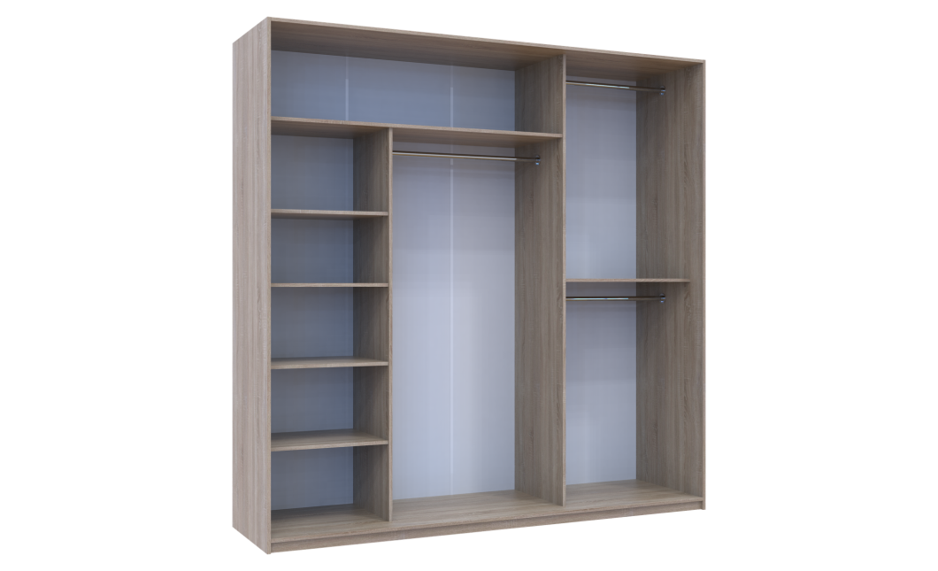 Kleiderschrank Doros City Light Schiebetüren Sonoma Eiche mit Spiegel 225x60x225 (42002138)