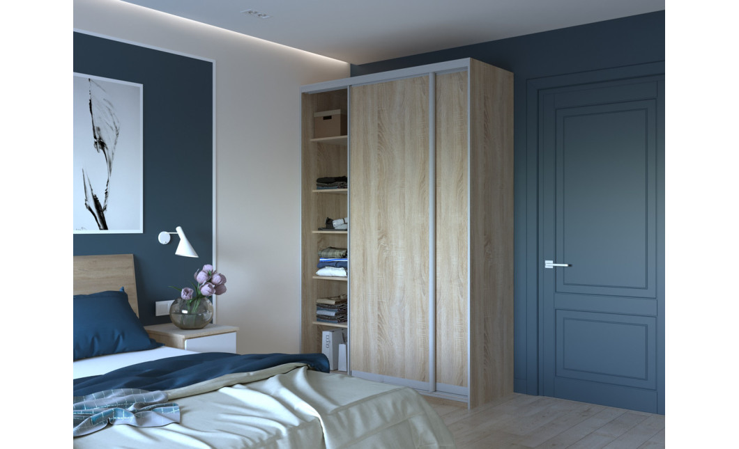 Kleiderschrank Doros City Light Schiebetüren Sonoma Eiche 2 Türen 150x60x225 (42002012)