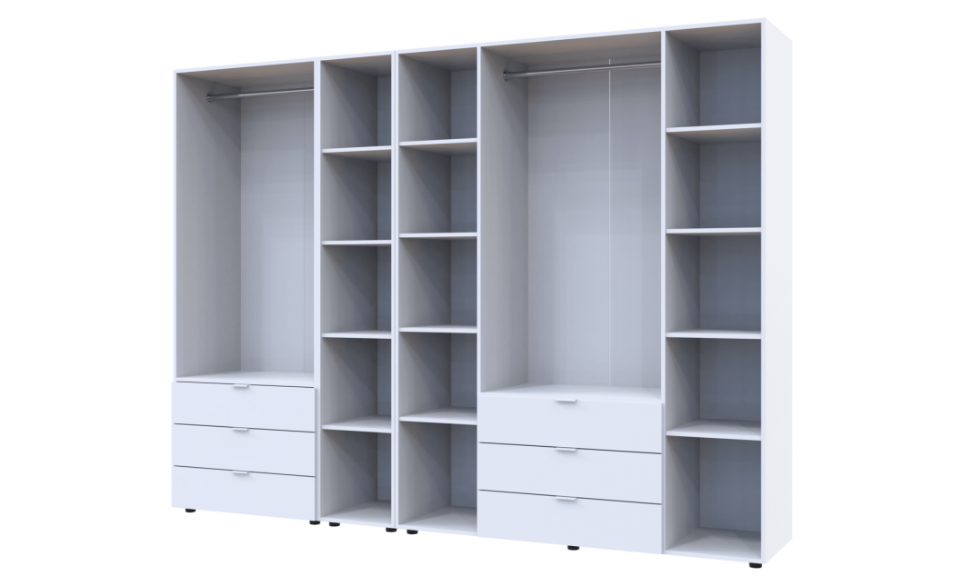 Kleiderschrank Doros Gelar Weiß 2+4 Türen mit offenem Regal 270,7x49,5x203,4 (42005033)