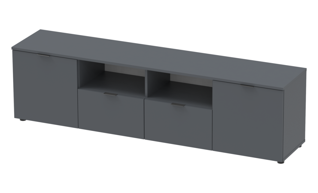 Kommode Doros Ron 4 Graphitgrau 2 Türen 2 Schubladen 180x38x50 (44900234)