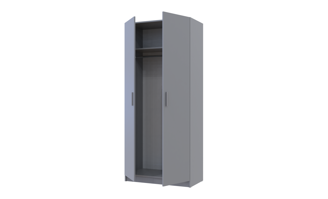 Kleiderschrank Doros Promo mit Drehtüren Grau 2 Türen 90x48x204 (80737764)