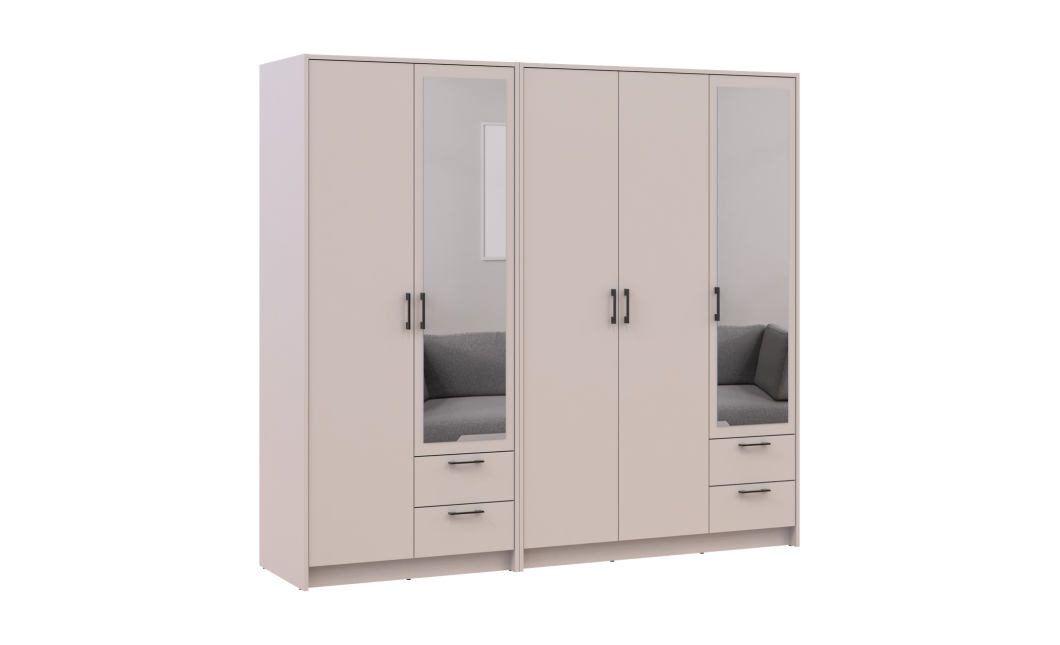 Kleiderschrank mit Spiegel Doros Rondi Kaschmir 2+3 Türen 203x52x195 (42005619)