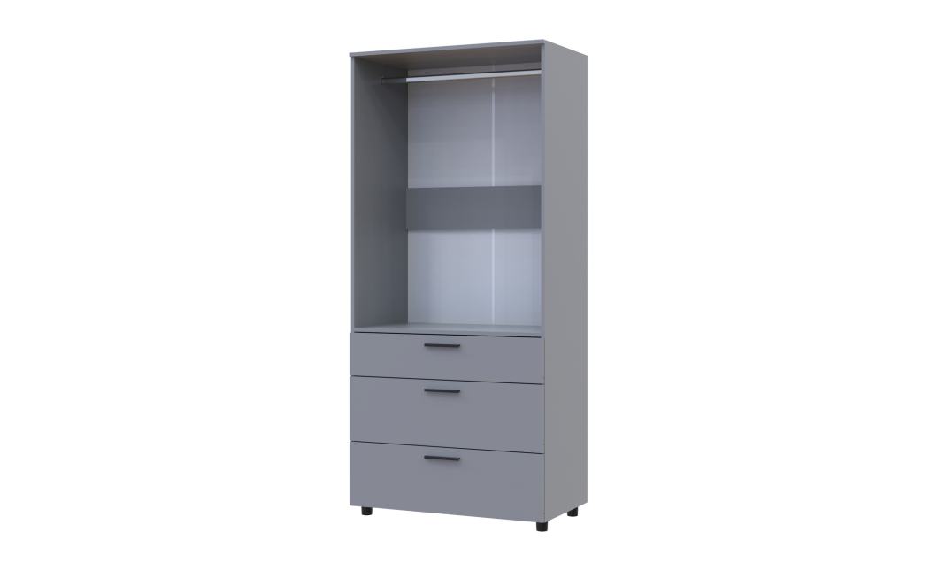 Kleiderschrank Doros Thorn Grau 2 Türen 3 Schubladen Kleiderstange 90x51,6x200 (44900441)