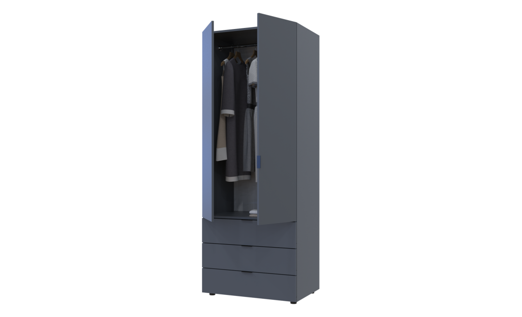 Kleiderschrank Doros Gelar mit Drehtüren Graphitgrau 2 Türen 77,5x49,5x203,4 (80737023)