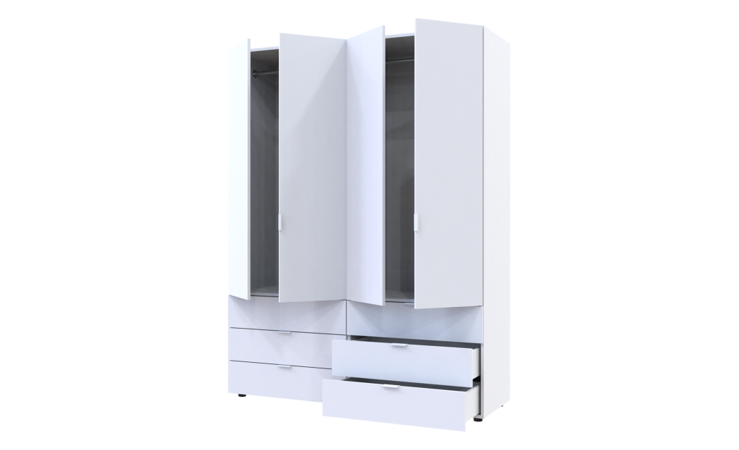 Kleiderschrank Doros Gelar Set mit Drehtüren Weiß 2+2 Türen 155x49,5x203,4 (42002117)