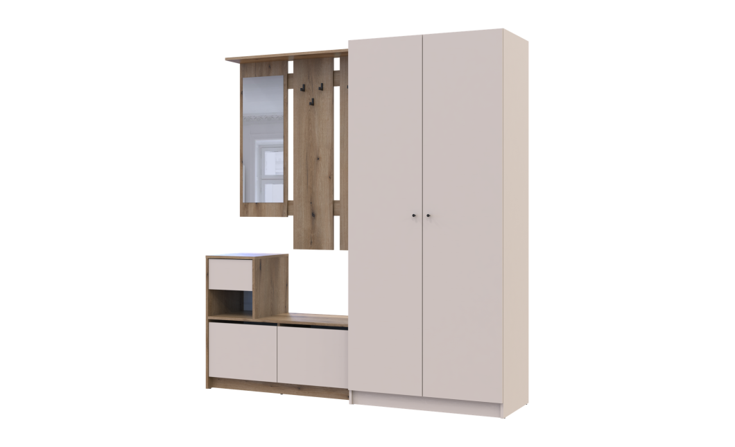 Flurmöbel Set Bela + Kleiderschrank Promo Eiche Evok/Kaschmir 190x48x204 (42005330)