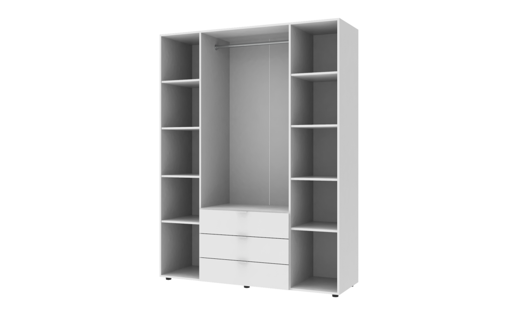 Kleiderschrank Doros Gelar mit Drehtüren Weiß 4 Türen 155x49,5x203,4 (80397642)