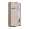 Kleiderschrank Doros Rondi mit Drehtüren mit Oberschrank und Spiegel Artisan Eiche / Kaschmir 3 Türen 121x52x260 (42005196)