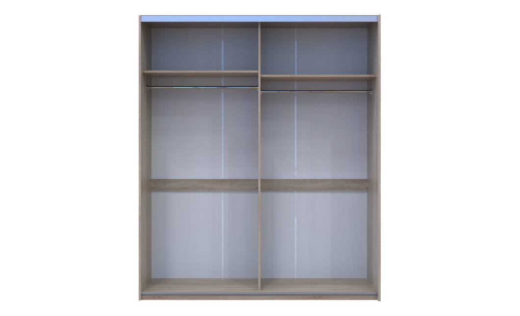 Kleiderschrank Doros L-Caiser Schiebetüren Sonoma Eiche Weiß Klondike 2 Türen 180x60x213 (65789455)