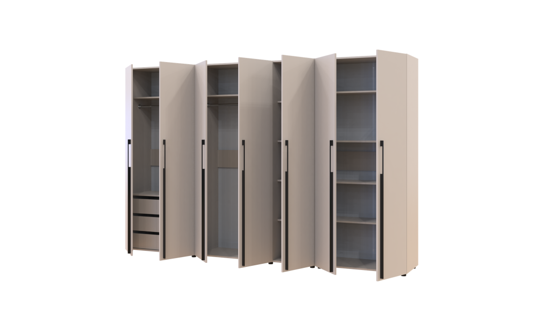 Kleiderschrank mit Regalen und Schubladen Doros Kasper Kaschmir 2+3+2 Türen 315x48x204 (42005738)