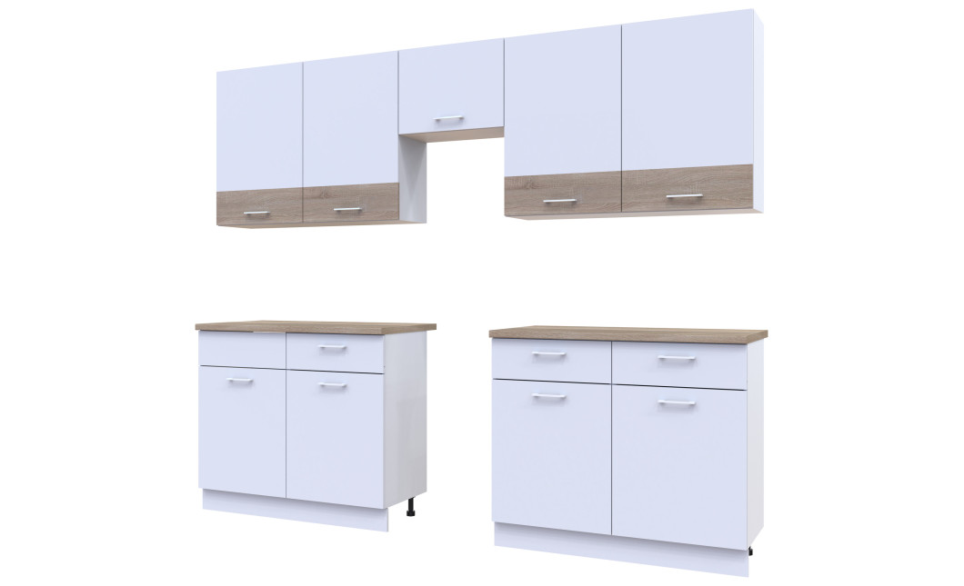 Küche Doros Leia 300x60x250 Weiß / Sonoma Eiche (81000008)
