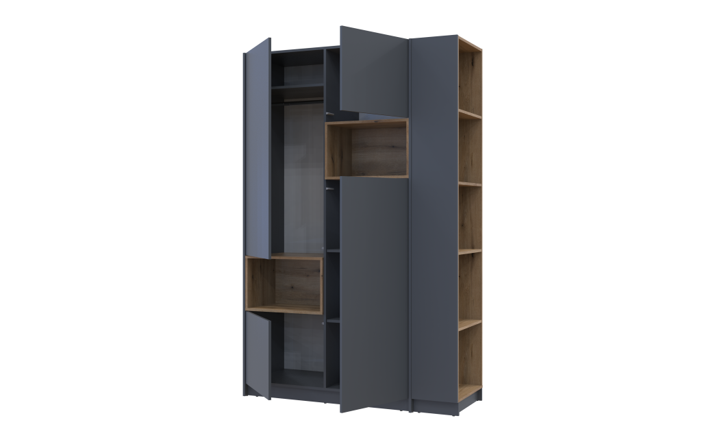 Kleiderschrank Doros Dale mit Drehtüren Anthrazit/Ewok Eiche 2 Türen 143,2x52x220 (42005337)