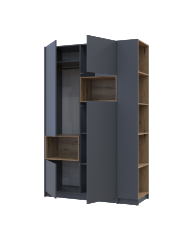 Kleiderschrank Doros Dale mit Drehtüren Anthrazit/Ewok Eiche 2 Türen 143,2x52x220 (42005337)