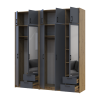 Kleiderschrank mit Spiegel und Aufsatz Doros Rondi Artisan Eiche/Graphit 2+3 Türen 203x52x236 (42005703)