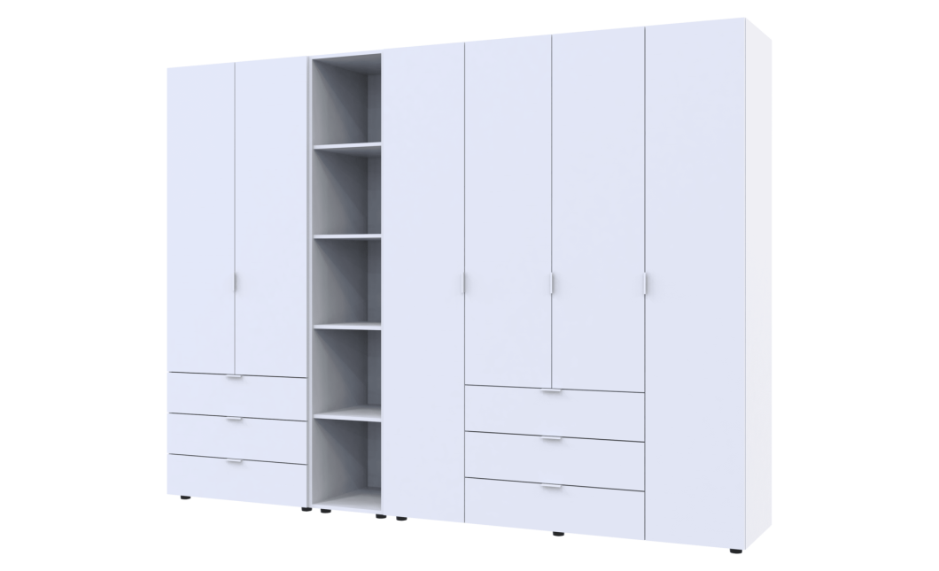 Kleiderschrank Doros Gelar Weiß 2+4 Türen mit offenem Regal 270,7x49,5x203,4 (42005033)