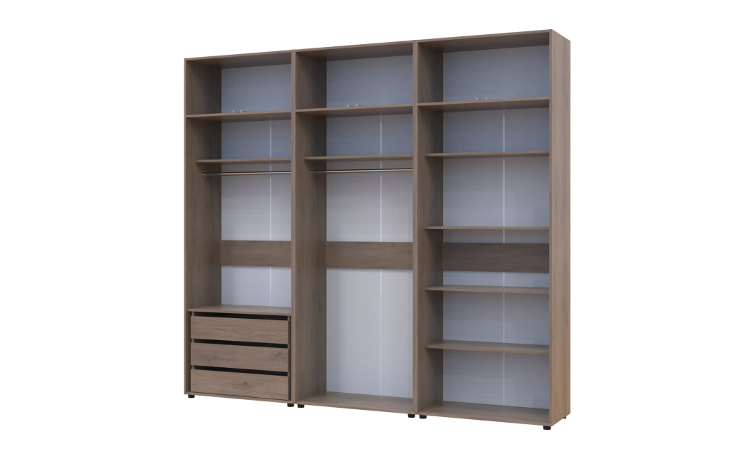 Kleiderschrank mit Schubladen, Regalen und Aufsatz Doros Kasper Cremona Cannolo 2+2+2 Türen 270x48x245 (42005733)