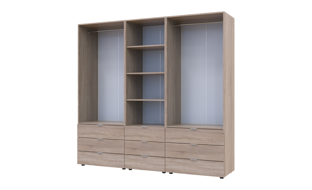 Kleiderschrank Doros Gelar Sonoma Eiche 2+2 Türen Säulenschrank 215x49,5x203,4 (42005183)