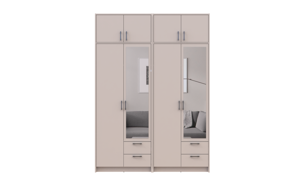 Kleiderschrank mit Spiegel und Aufsatz Doros Rondi Kaschmir 2+2 Türen 164x52x236 (42005629)