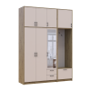 Kleiderschrank Doros Rondi mit Kleiderstange, Spiegel und hohem Oberschrank Artisan Eiche/Kaschmir 3 Türen 181x52x260 (42005290)
