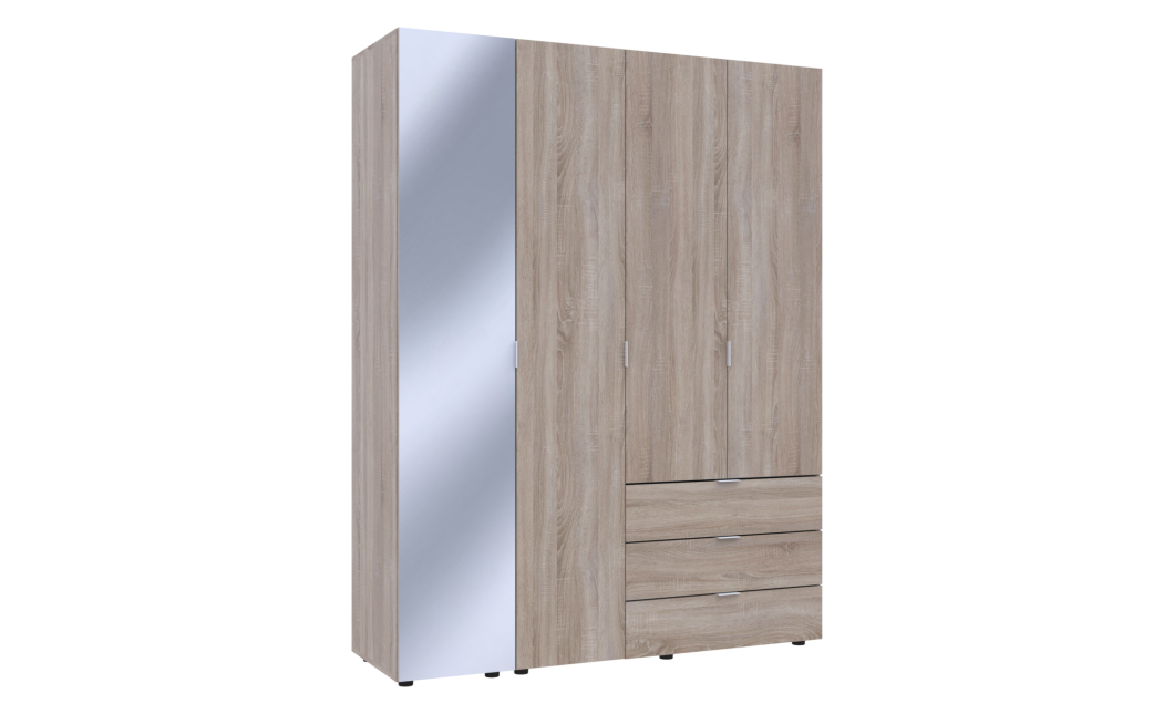 Drehtürenschrank Doros Gelar Sonoma Eiche 3 Türen mit Spiegel 155x49,5x203,4 (42002159)