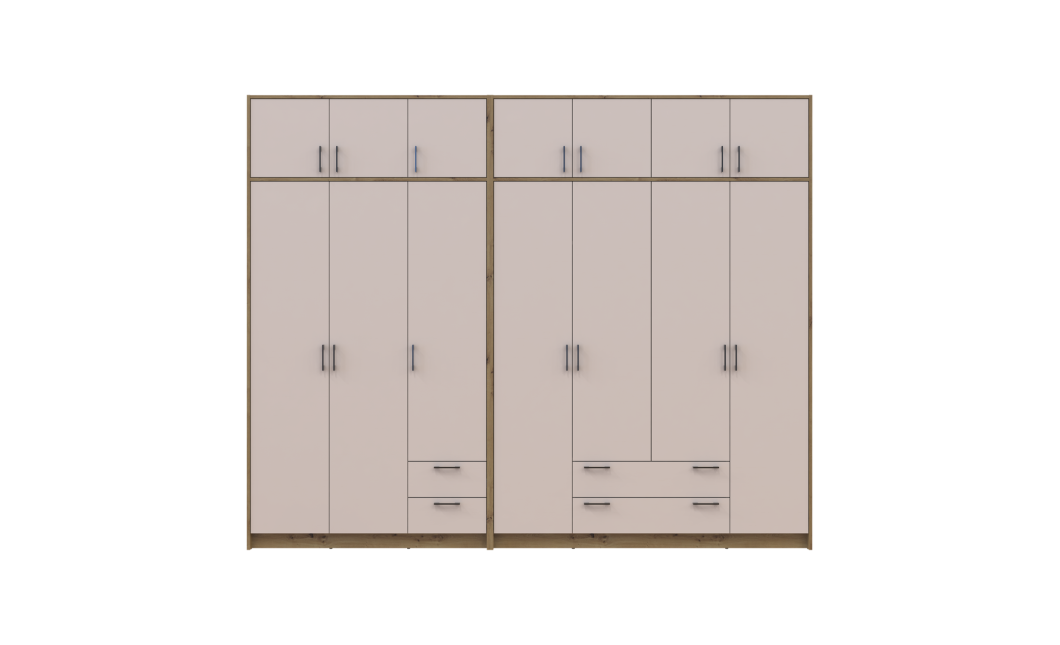 Kleiderschrank mit Aufsatz Doros Rondi Artisan Eiche/Kaschmir 3+4 Türen 281x52x236 (42005672)