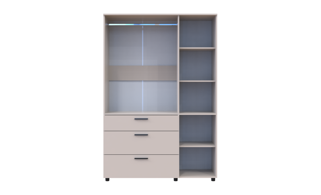 Kleiderschrank Doros Thorn Kaschmir 3 Türen 3 Schubladen Kleiderstange 135x51,6x200 (44900497)