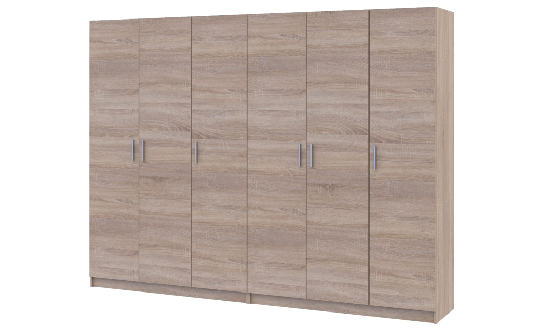 Kleiderschrank Doros Promo mit Drehtüren Sonoma Eiche 3+3 Türen 270x48x204 (42005005)