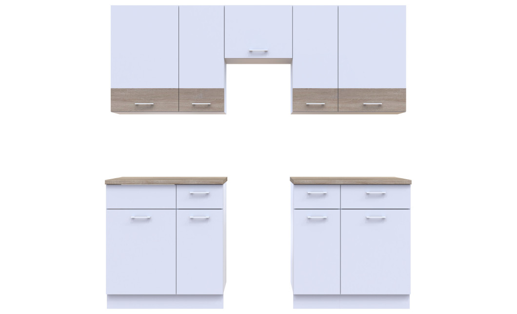 Küche Doros Leia 260x60x250 Weiß / Sonoma Eiche (81000009)