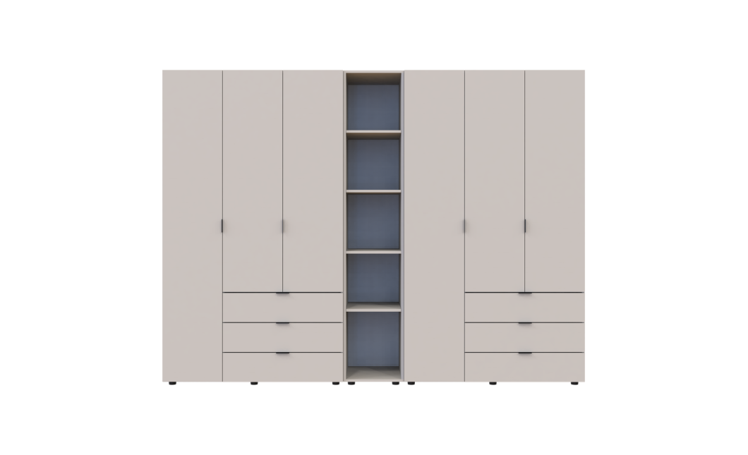 Kleiderschrank Doros Gelar Kaschmir 3+3 Türen mit offenem Regal 270,6x49,5x203,4 (80737652)