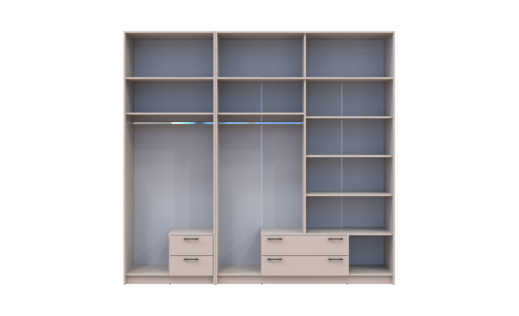 Kleiderschrank mit Spiegel und Aufsatz Doros Rondi Kaschmir 2+4 Türen 242x52x236 (42005633)