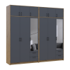 Kleiderschrank mit Spiegel und Aufsatz Doros Rondi Artisan Eiche/Graphit 3+3 Türen 242x52x236 (42005707)