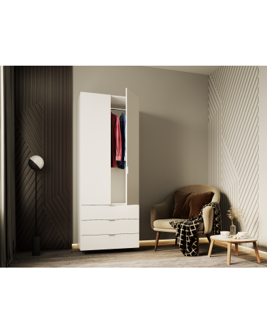 Kleiderschrank Doros Gelar mit Drehtüren Weiß 2 Türen 77,5x49,5x203,4 (80737021)