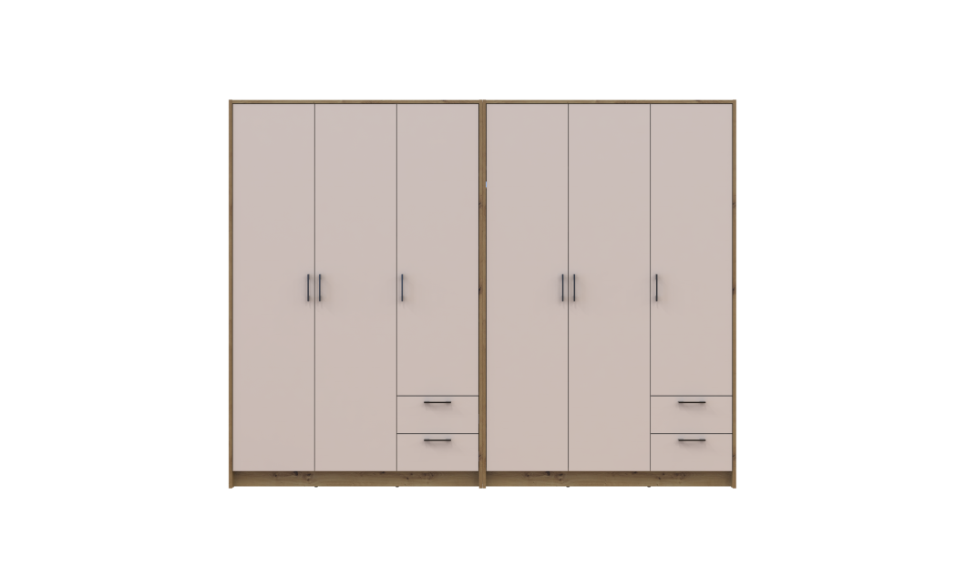 Kleiderschrank Doros Rondi Artisan Eiche/Kaschmir 3+3 Türen 242x52x195 (42005658)