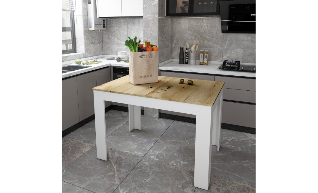 Esstisch Doros Flint Weiß / Artisan Eiche 120/170x80x78 (41510130)