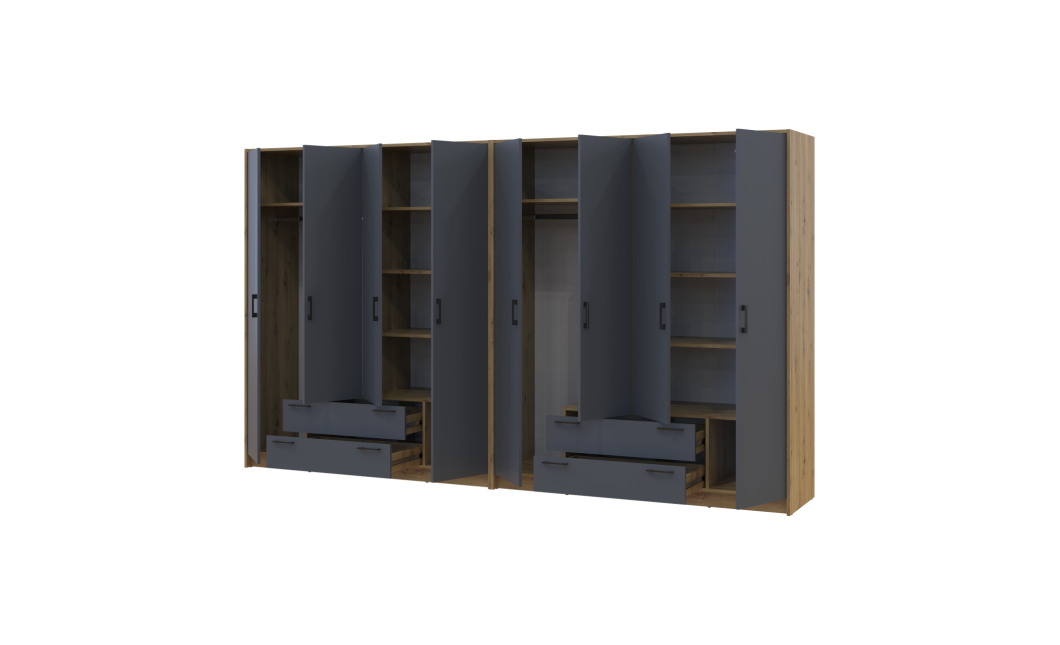 Kleiderschrank Doros Rondi Artisan Eiche/Graphit 4+4 Türen 320x52x195 (42005698)