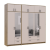 Kleiderschrank mit Spiegel und Aufsatz Doros Rondi Artisan Eiche/Kaschmir 2+4 Türen 242x52x236 (42005669)