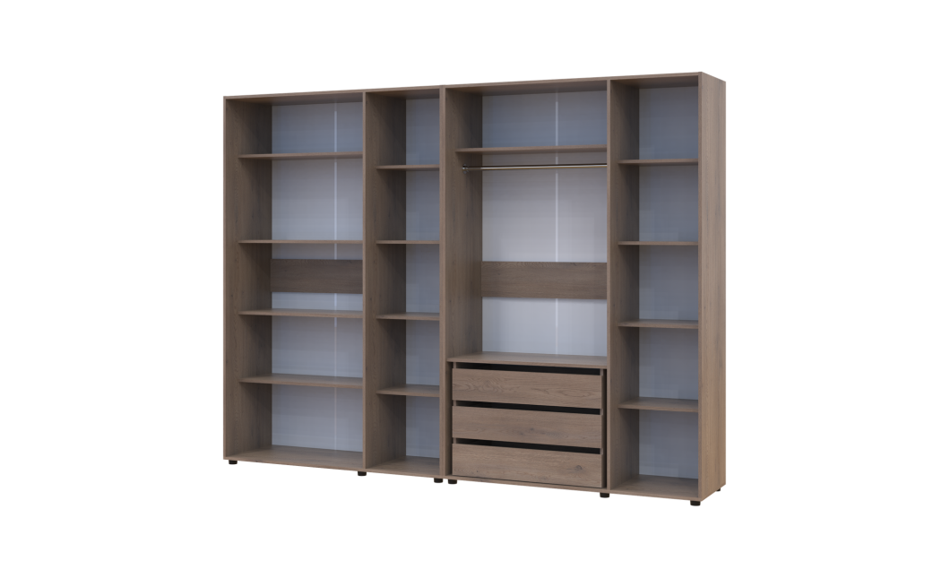 Kleiderschrank mit Regalen und Schubladen Doros Kasper Cremona Cannolo 3+3 Türen 270x48x204 (42005575)