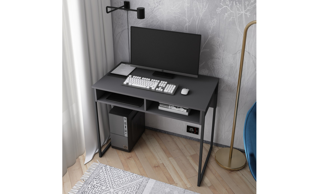 Schreibtisch Doros Bart Graphitgrau mit Ablage 100x55x78,1 (41510113)