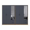 Kleiderschrank mit Spiegel Doros Rondi Artisan Eiche/Graphit 3+3 Türen 242x52x195 (42005695)