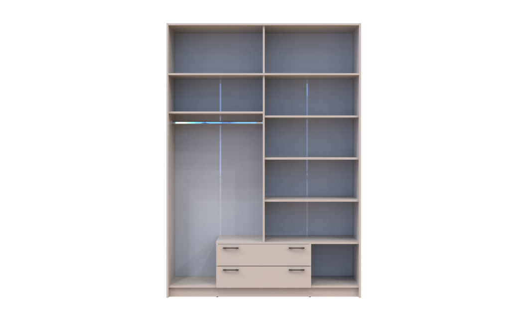 Kleiderschrank Doros Rondi mit Drehtüren mit Oberschrank Kaschmir 4 Türen 160x52x236 (80738479)