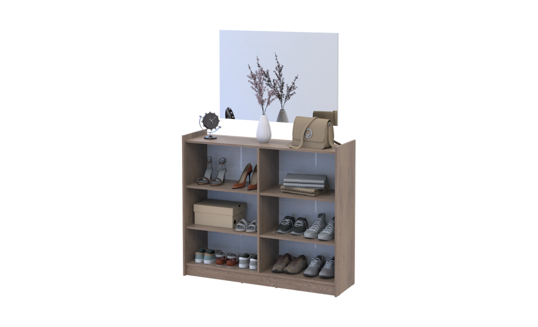 Schuhschrank Doros Kassel mit Spiegel Cremona Cannolo 4 Türen 128×40×110 (42005504)