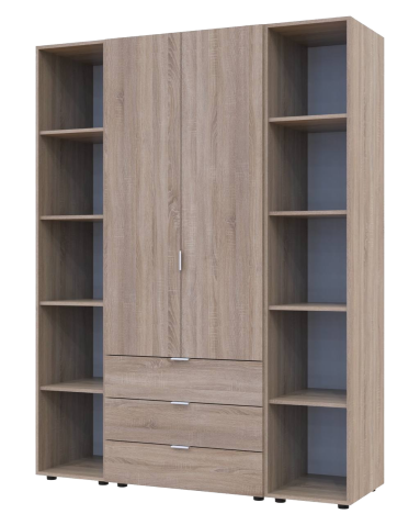 Kleiderschrank Doros Gelar Sonoma Eiche 2 Türen mit 2 offenen Regalböden 153,9x49,5x203,4 (42005045)