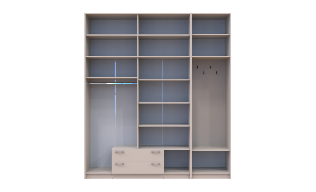 Kleiderschrank Doros Rondi mit Kleiderstange, Spiegel und hohem Oberschrank Kaschmir 4 Türen 220x52x260 (42005408)